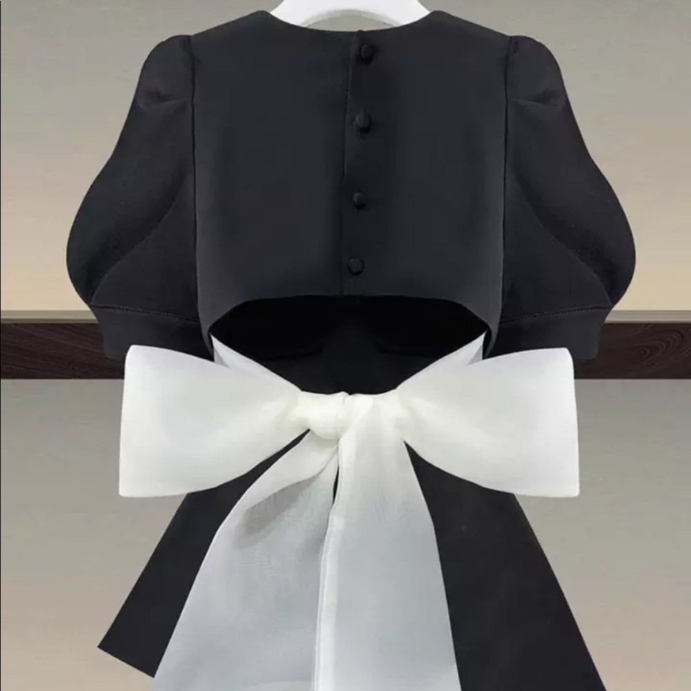 Women Backless Bow Blazer Top